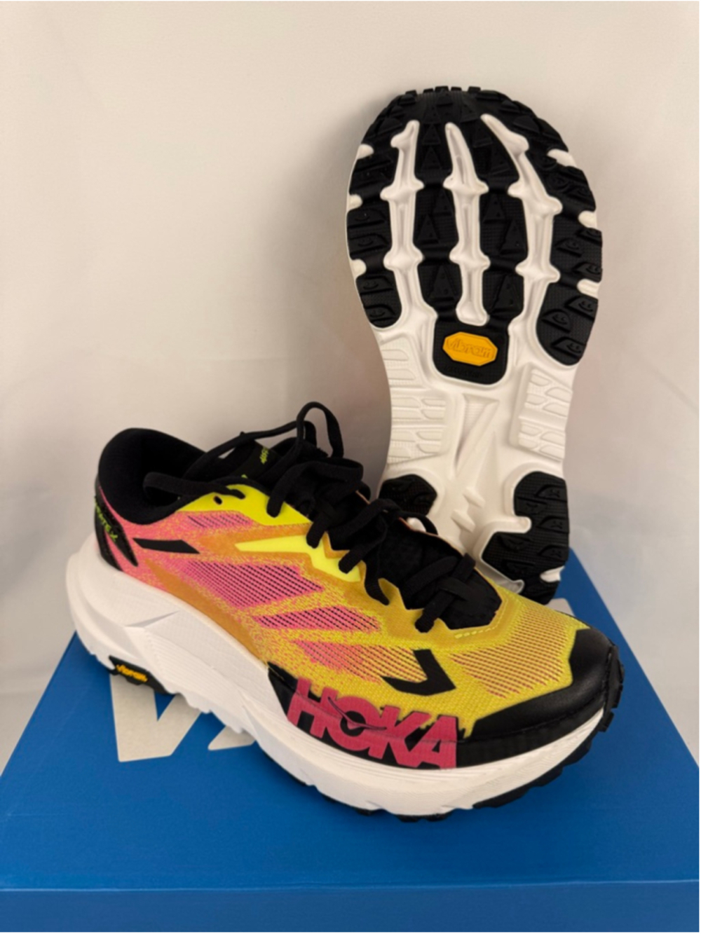 Men's Hoka Mafate X Athletic Shoes 8 Yellow Pink